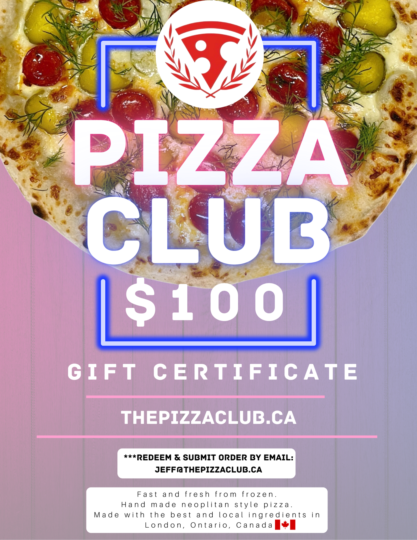 Pizzaclub Gift Certificate - $100