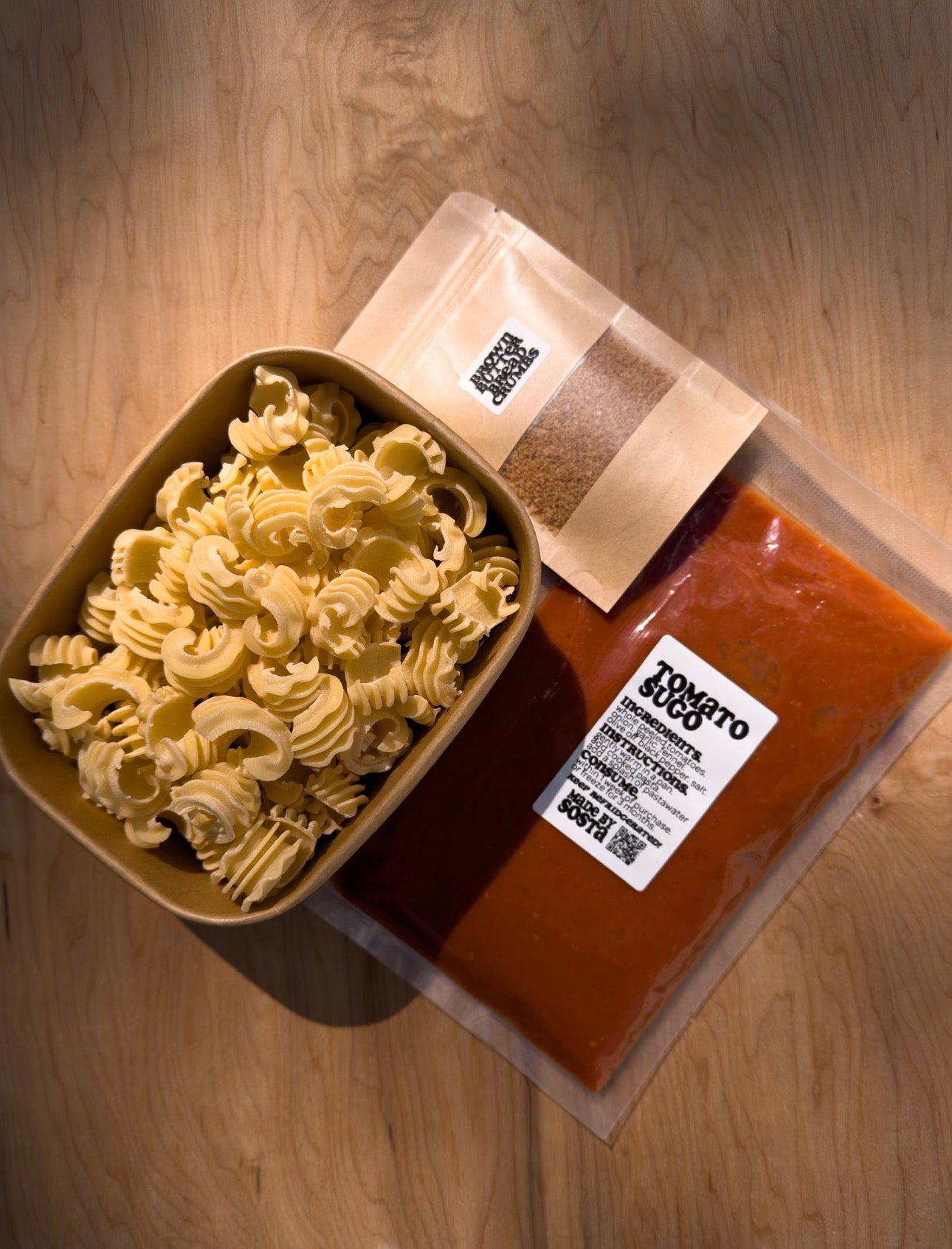 Pasta Sosta Fresh Drawn Pasta, Sauce & Breadcrumbs - Radiatori & Tomato Sugo