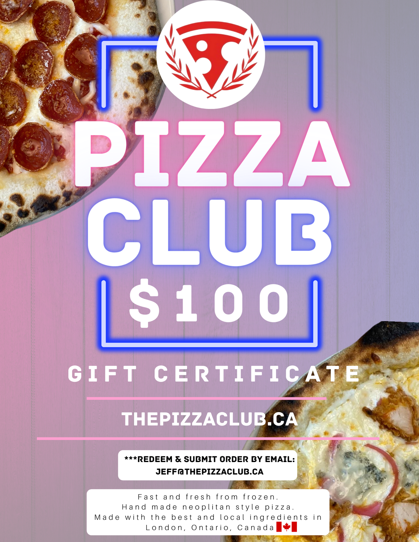 Pizzaclub Gift Certificate - $100